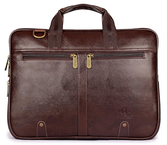 The Clownfish Rogue 15.6 Inch Faux Leather Laptop Bags, Laptop Bags for Men, Laptop Bags for for Women, Briefcase, Laptop Bags (Chestnut Brown)