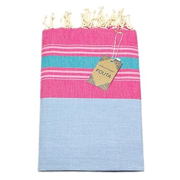 ANNA ANIQ Hamamtuch Fouta Sauna-Tuch XXL Extra Groß 197 x 100cm - 100% Baumwolle aus Tunesien ALS Strand-Tuch, orientalisches