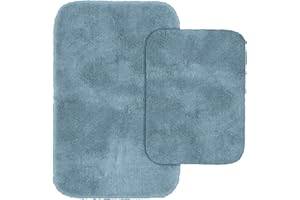 Garland Rug 2-Piece Finest Luxury Ultra Plush Washable Nylon Bathroom Rug Set, Basin Blue