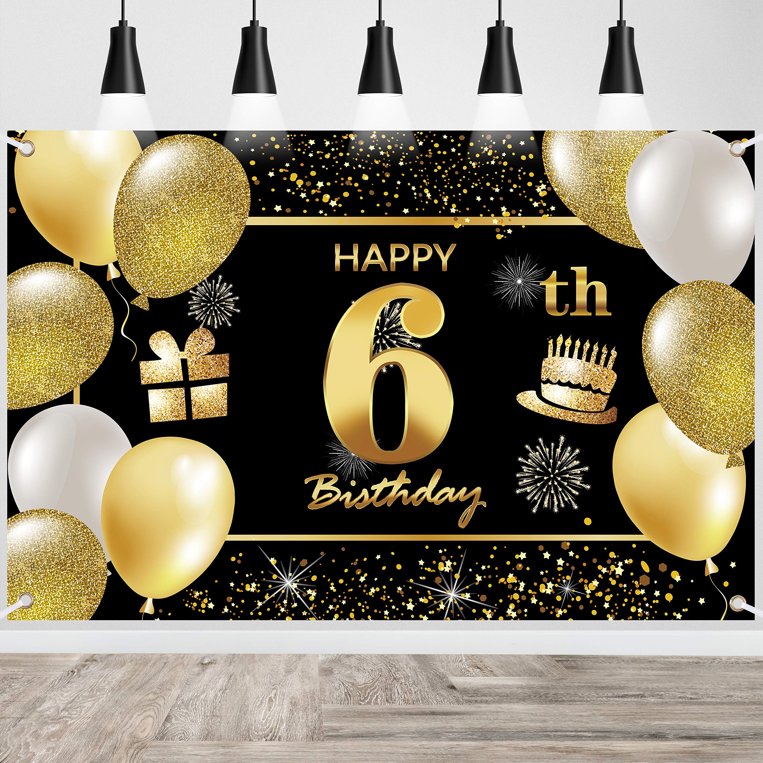 6th Happy Birthday Banner IMISI Birthday Decorations Backdrop for Party