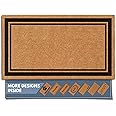 Barnyard Designs Natural Coco Coir Heavy Duty Backing Doormat - Large Cute Non-Slip Front Door Welcome Mat for Outside Entrance or Porch Entry, Brown (17x30, Border)