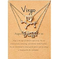 PANTIDE 3Pcs Constellation Zodiac Layer Necklaces for Women Girls, Retro 14K Gold Plated 12 Constellation Pendant Necklace Ex
