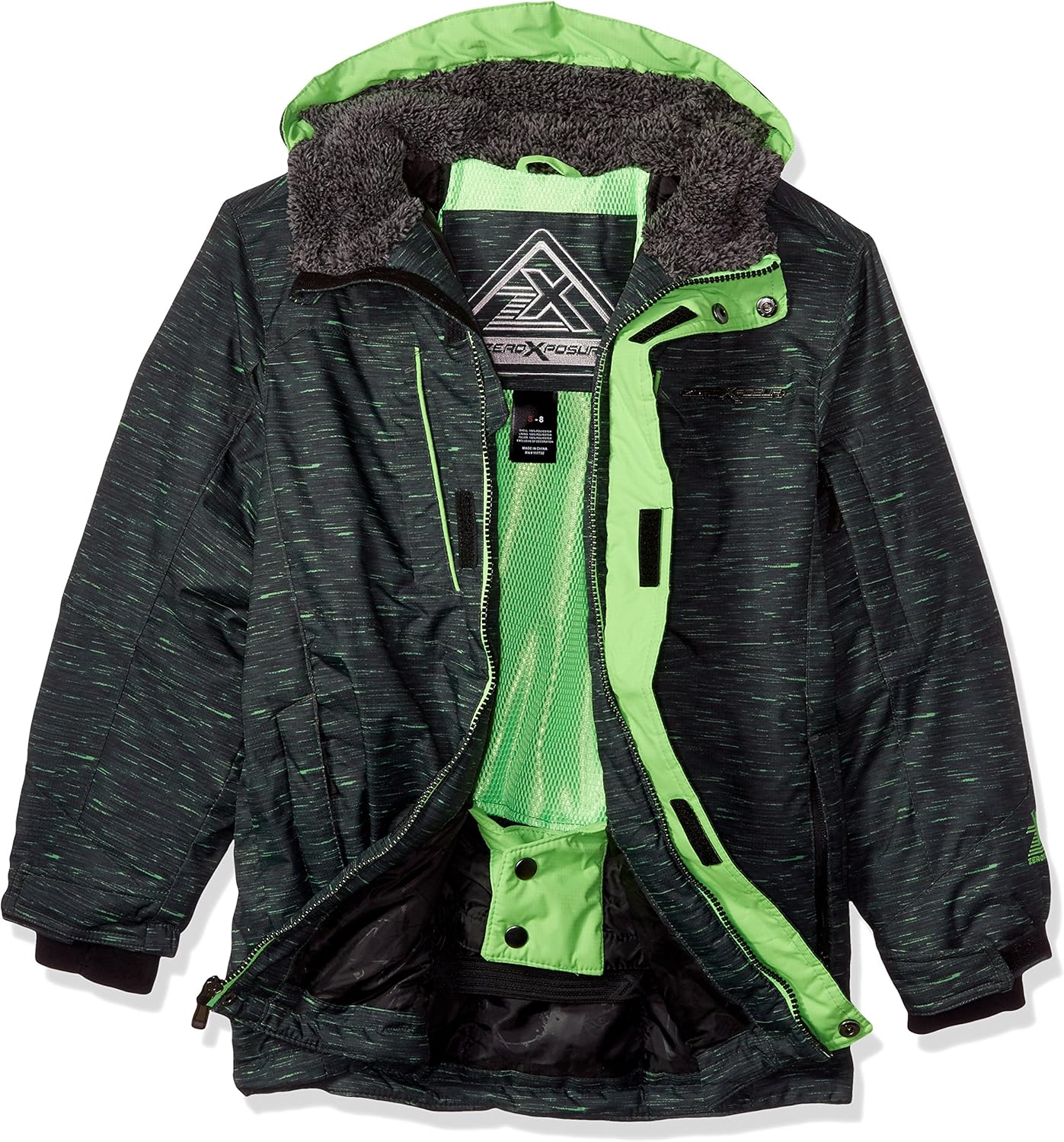 ZeroXposur Boys' Squad Snowboard Jacket Insulated, Neon Lime, Small Amazon.co.uk Clothing