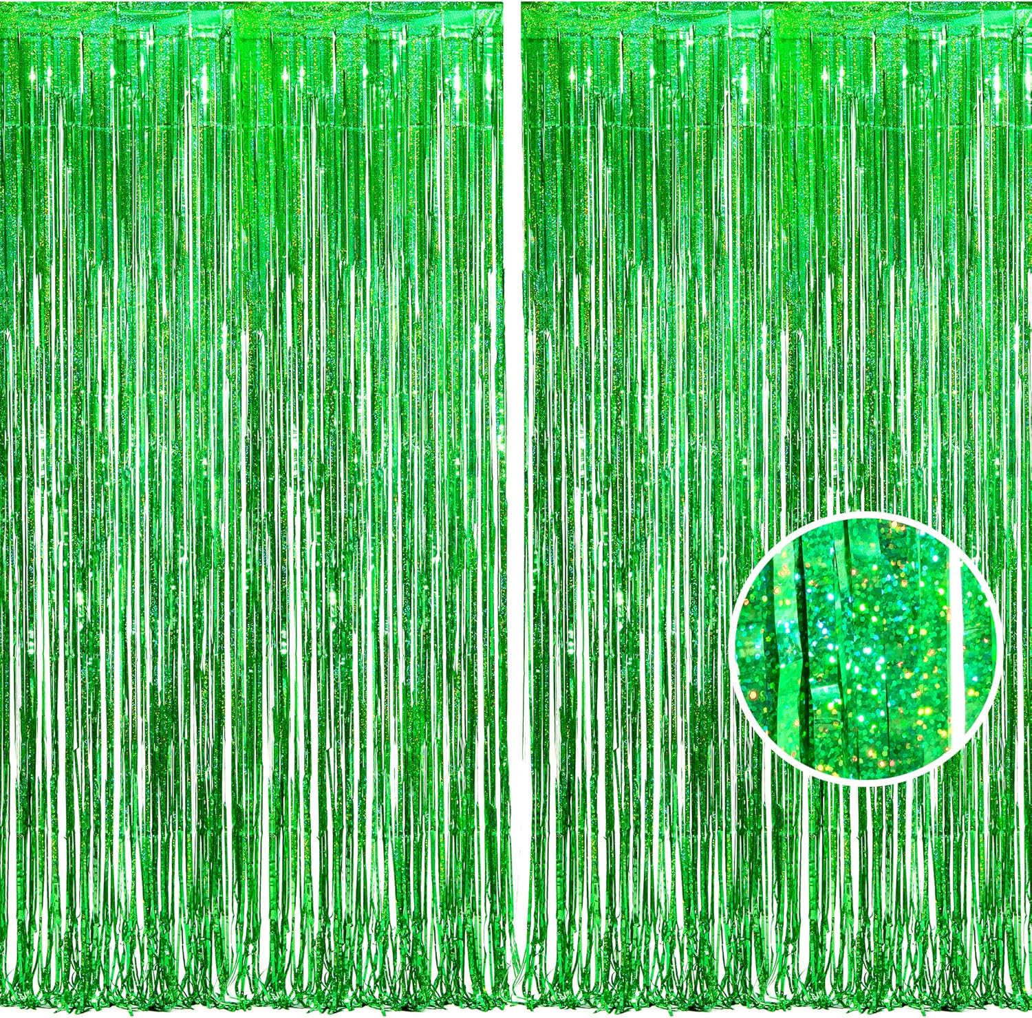 BRAVESHINE Green Tinsel Foil Fringe Curtain Party Backdrop
