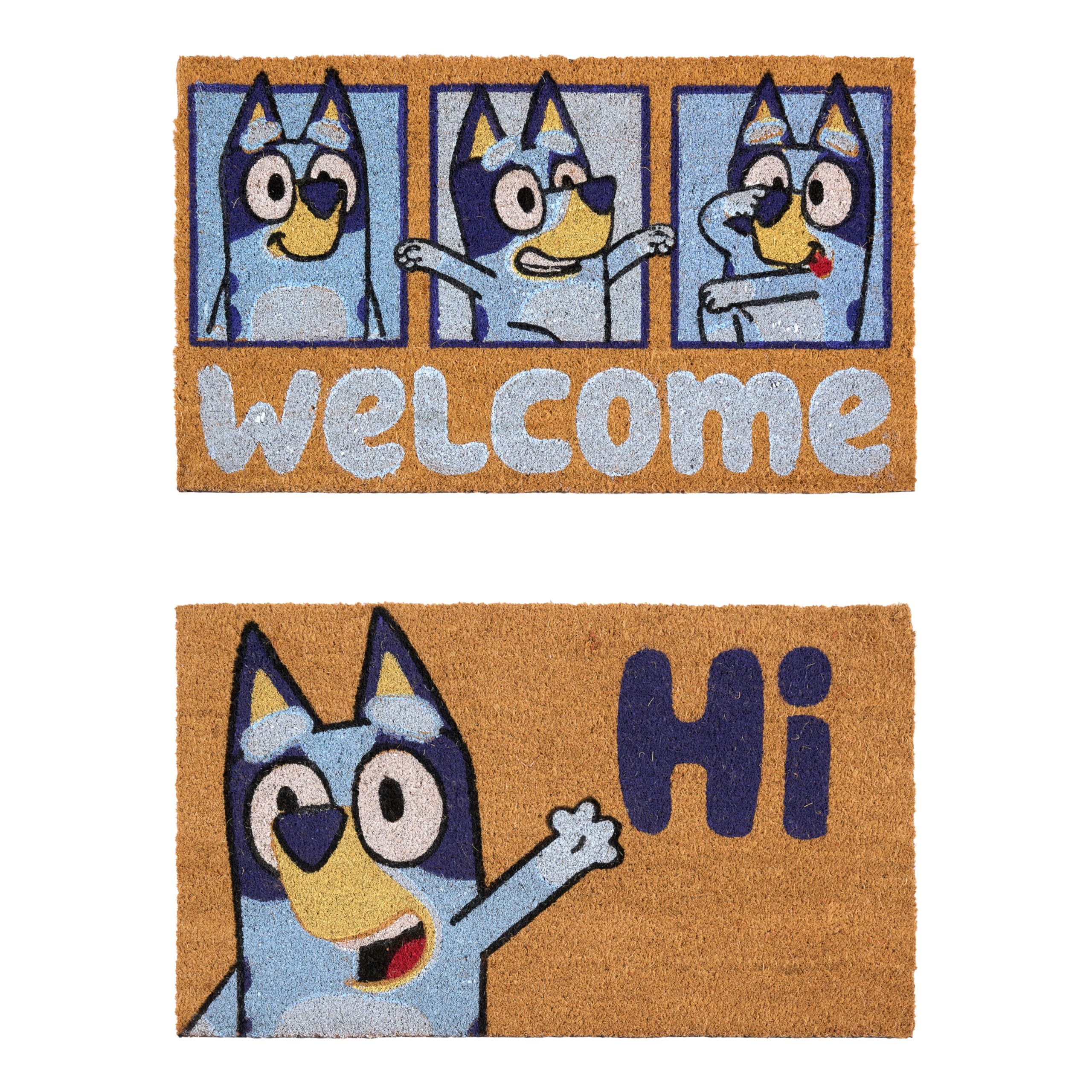 Gertmenian Bluey Coir Doormat - 2x3 Welcome Mat (2-Pack), Ideal for High Traffic Areas in Front Door, Garage, Entryway - Hi/Bluey Patch, 80072 Image