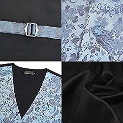 GUSLESON Mens Dusty Blue Vest Tie and Bow Tie Set