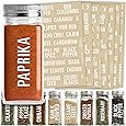 Talented Kitchen 134 Spice Jar Labels Preprinted: 134 White All Caps Spice Names + Numbers. White Letters on Clear Sticker. Water Resistant for Spice Jars Rack Organization (134 All Caps White Spices)