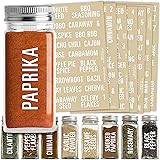 Talented Kitchen 134 Spice Jar Labels Preprinted: 134 White All Caps Spice Names + Numbers. White Letters on Clear Sticker. W