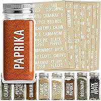 Talented Kitchen 134 Spice Jar Labels Preprinted: 134 White All Caps Spice Names + Numbers. White Letters on Clear…