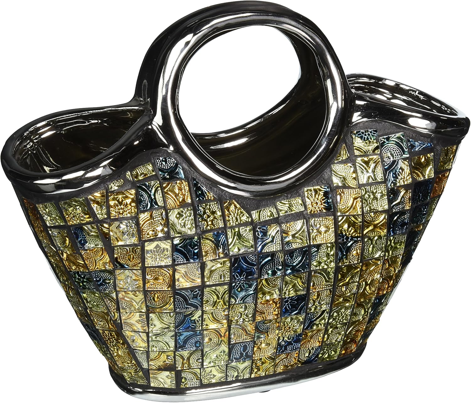 Decorative Ceramic & Glass Purse Floral Vases, 10 3/4" x 5