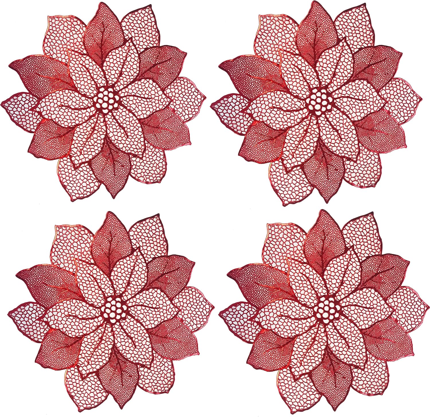 Benson Mills Pressed Vinyl Placemat (Set of 4), 15.5", Bloom-Gold, 4 Count: Home & Kitchen
