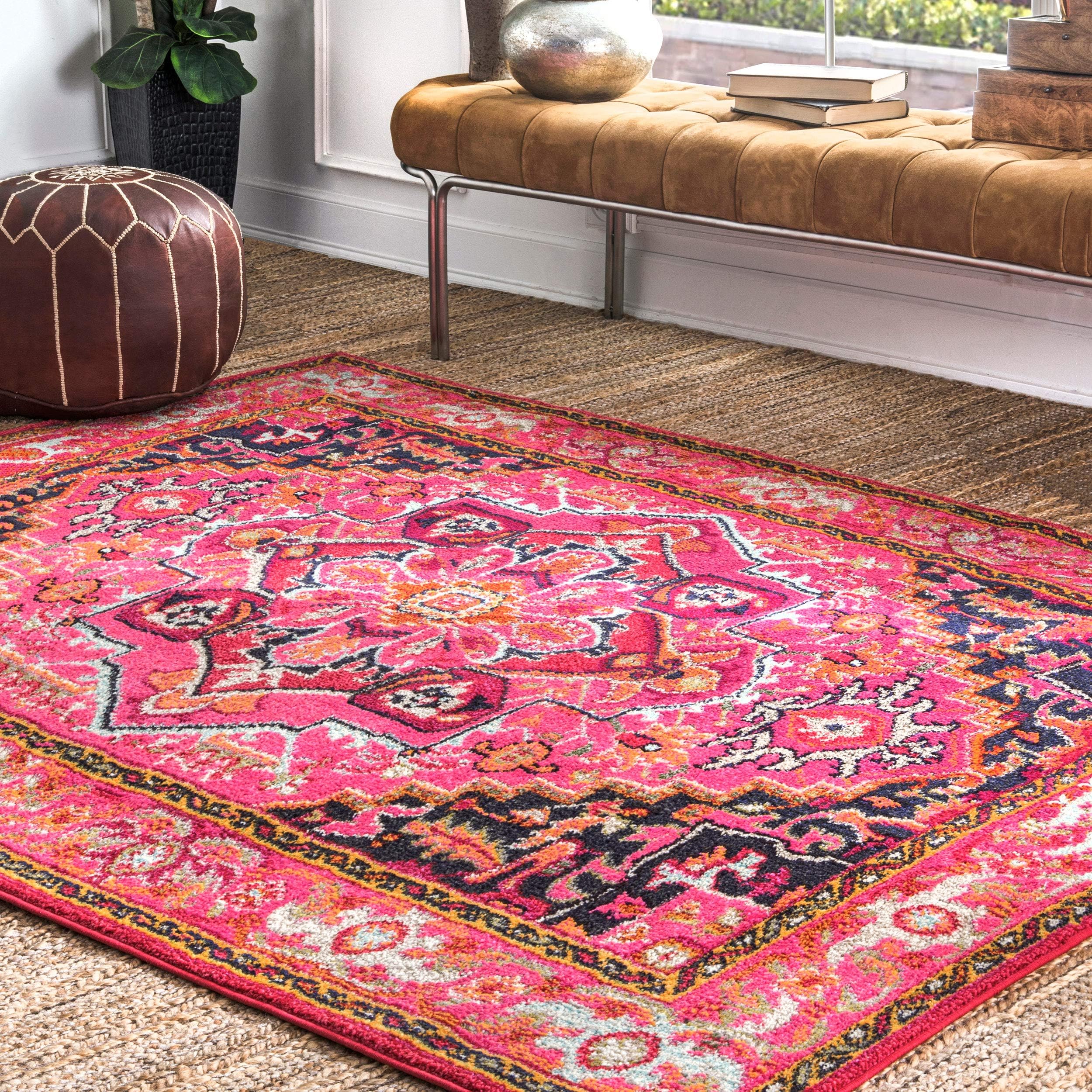 nuLOOM KKCB10A Vintage Mackenzie Area Rug, Violet Pink, 160 x 231 cm