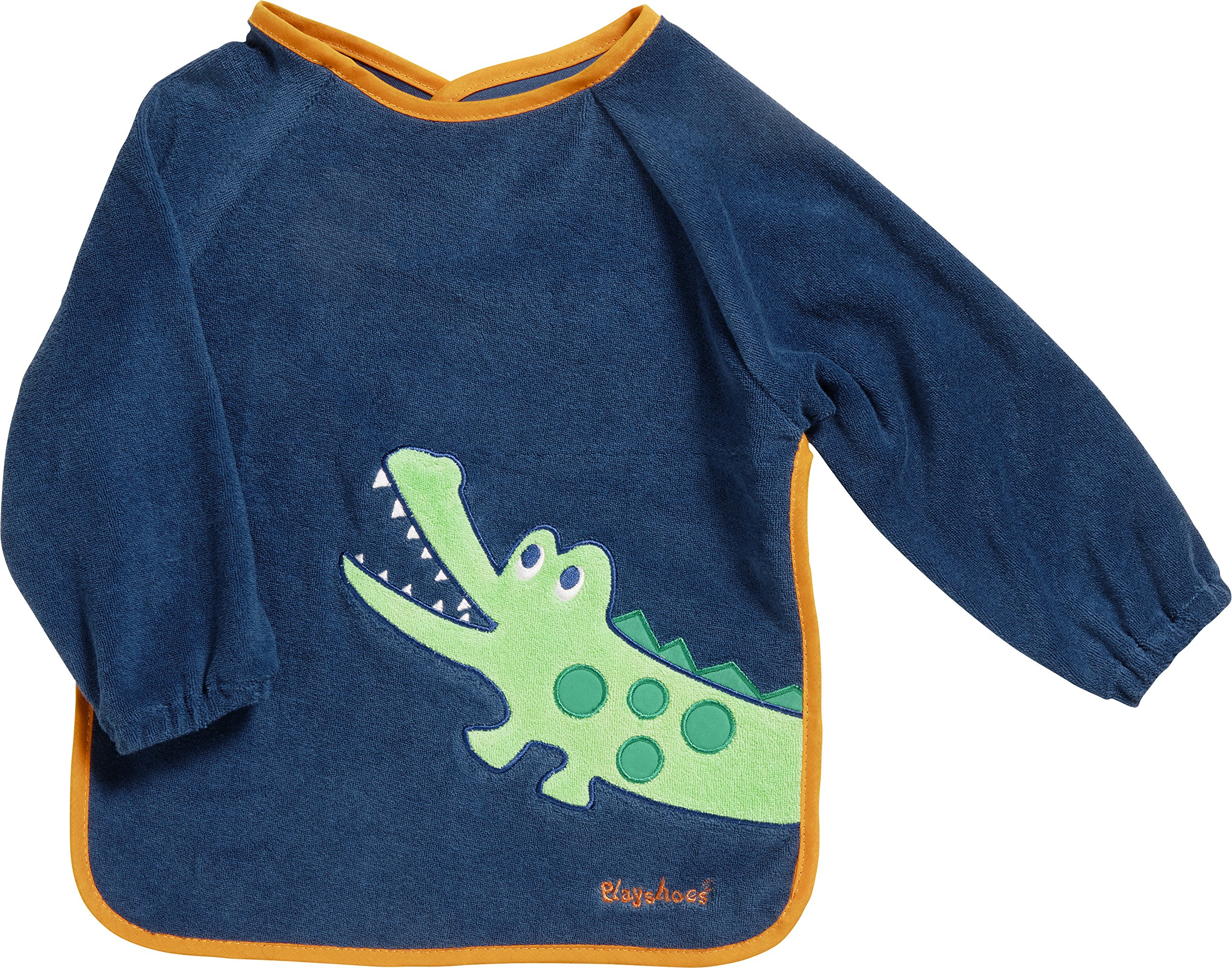 Playshoes Unisex-Baby Waterproof Long Sleeve Baby Bib Crocodile,Navy, One Size