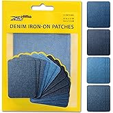 ZEFFFKA Iron-On Denim Patches for Jeans Repair 12 Pieces Blue Shades | 3 x 4-1/4 Inch with 100% Cotton Denim Face, Heat-Activated Adhesive Backing, No Sewing Needed, Machine Washable to 194&deg;F