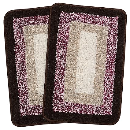 Saral Home Soft Cotton Anti Slip Bathmat (35x50 Cm,Set Of 2,Brown)