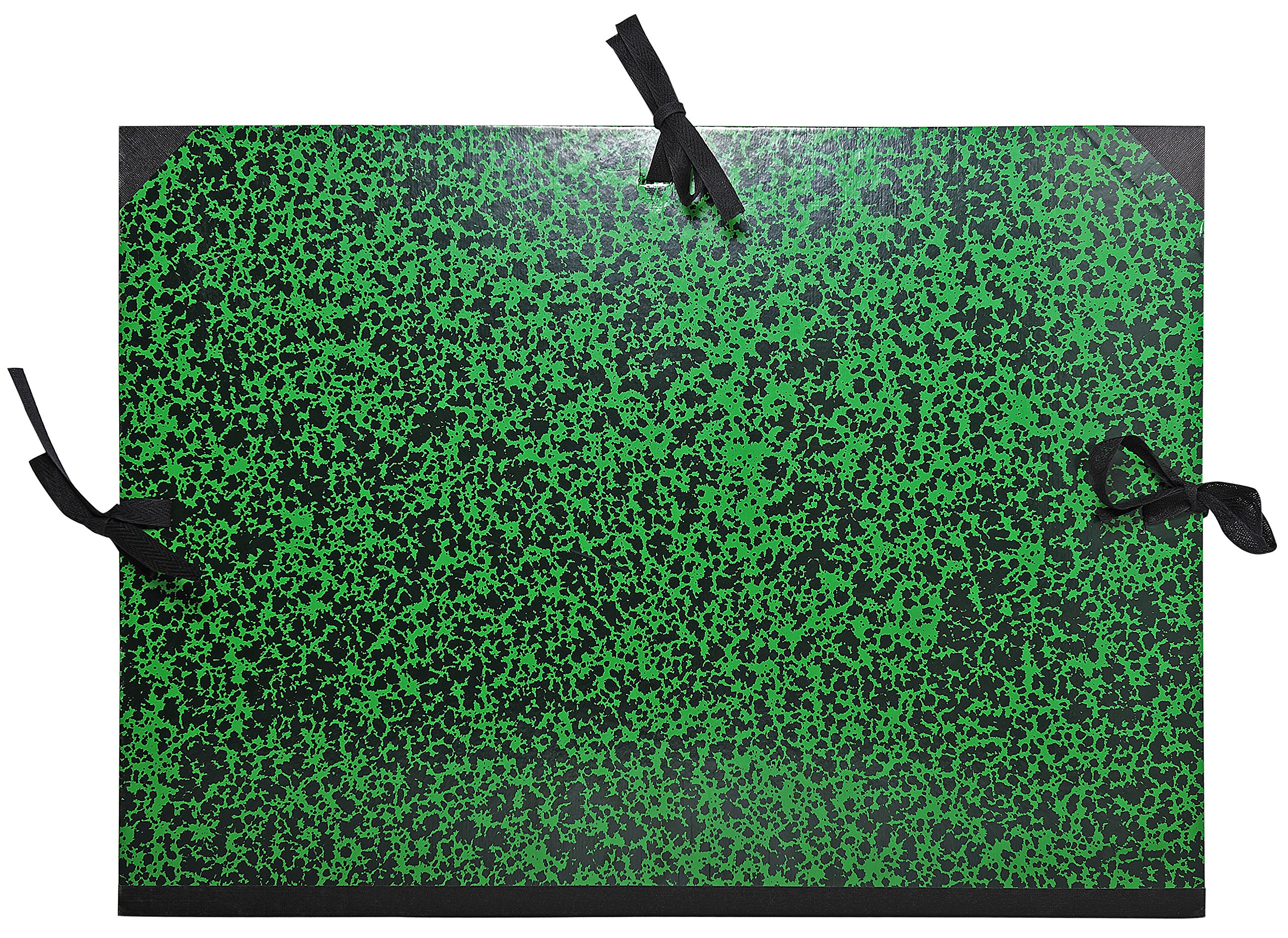 Exacompta - Ref 532200E - Annonay Portfolio with Tie Ribbon - B3 (353 x 500mm) in Size, For Safely Transporting Artworks & Documents, Marbled Effect Cover - Green
