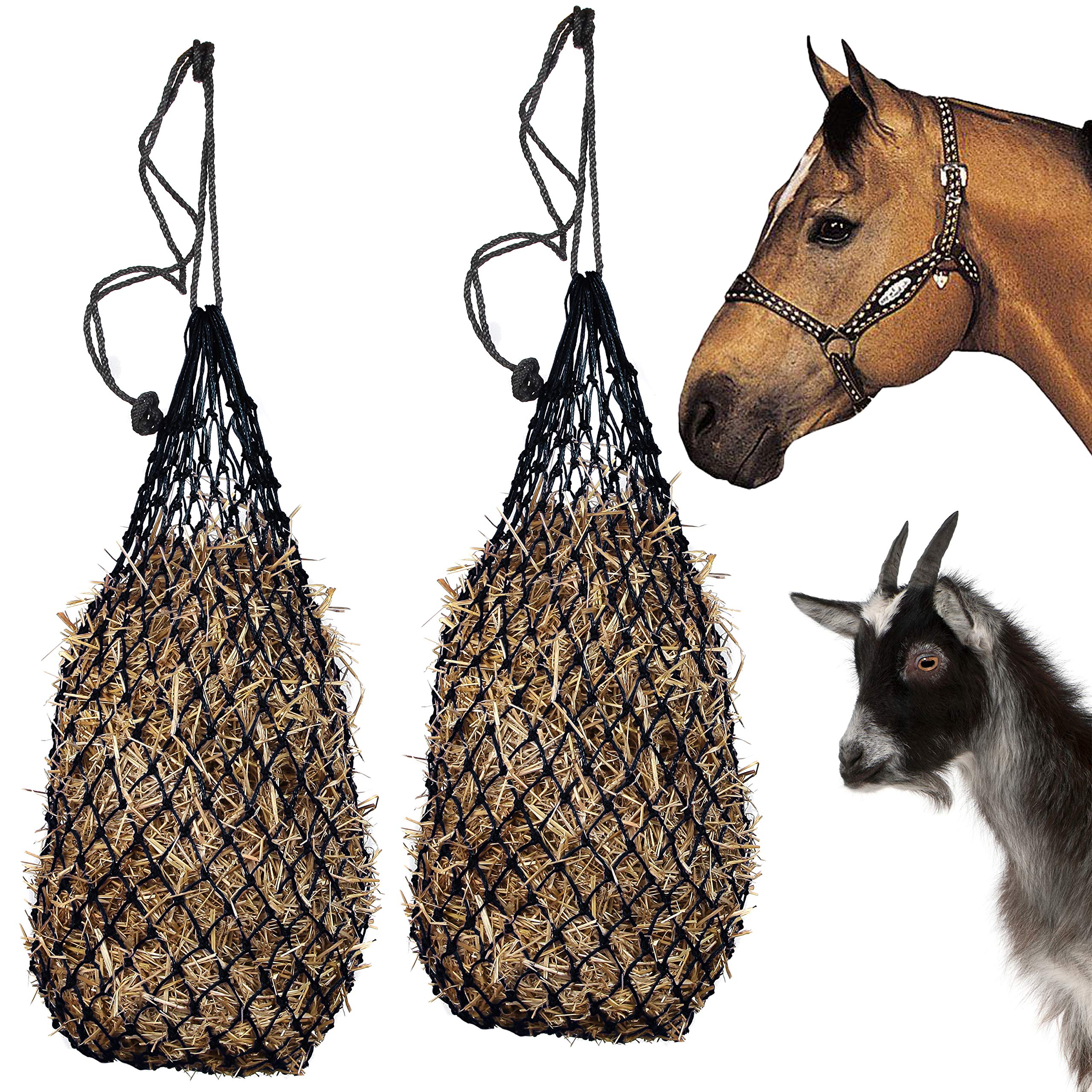 Majestic Ally 2 pcs Ultra Slow Feed 1.5"x1.5" Holes 40” Hay Net for Horses and livestocks — image 1