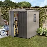 Keter Factor Apex 6x6ft Shed Beige Brown Wood Effect Outdoor Storage Double Door view 8