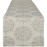 DII Holiday Dining Table Linen Sparkle Metallic Kitchen Décor, Table Runner, 14x72, Jacquard Snowflakes