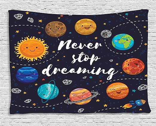 Ambesonne Saying Tapestry Outer Space Planets Star Cluster Solar System Moon Comets Sun Cosmos Illustration Wide Wall Hanging For Bedroom Living
