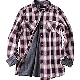 ZENTHACE Women's Thermal Fleece Lined Plaid Button Down Flannel Shirt Jacket