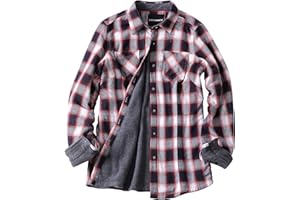 ZENTHACE Women's Thermal Fleece Lined Plaid Button Down Flannel Shirt Jacket