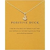 14K Gold Plated Pendant Necklace for Women, Dainty Charm Good Luck Inspirational Gifts for Her Friendship Necklace Cherry, Positive Duck, Shell Pearl Fish Beach Jewelry