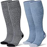LEVSOX Bamboo Viscose Graduated Compression Socks for Women&Men - Cushioned Knee-High 20-30 mmHg Support Socks