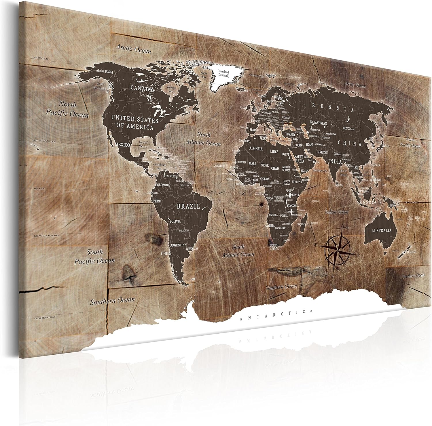 murando Prikbord Wereldkaart 60x40 cm Kurk Boord & Canvas Afdruk op Niet geweven Materiaal Memobord Prikbord Afbeelding Foto Schilderen Home Decor Muurkaart kaart continenten k B 0009 p c : murando