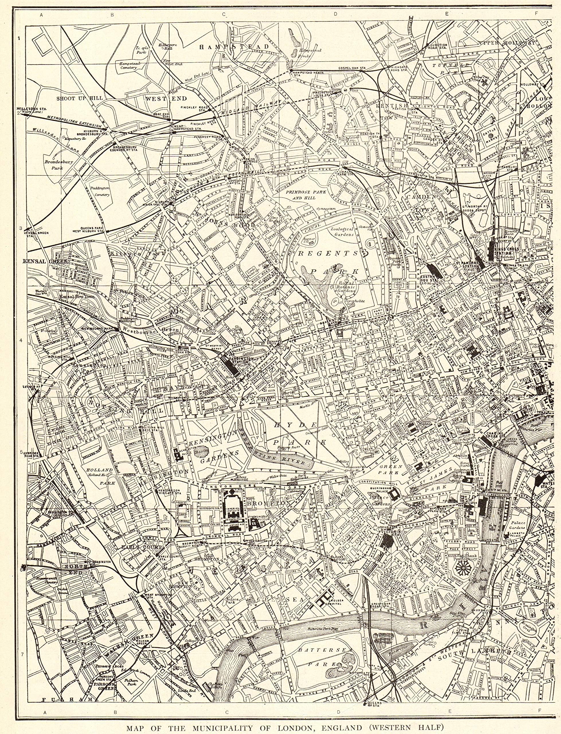 1925 Antique London Street Map Original Vintage City Map of London England Not a Reprint Home Office Decor Black and White Gallery Wall Art #1228