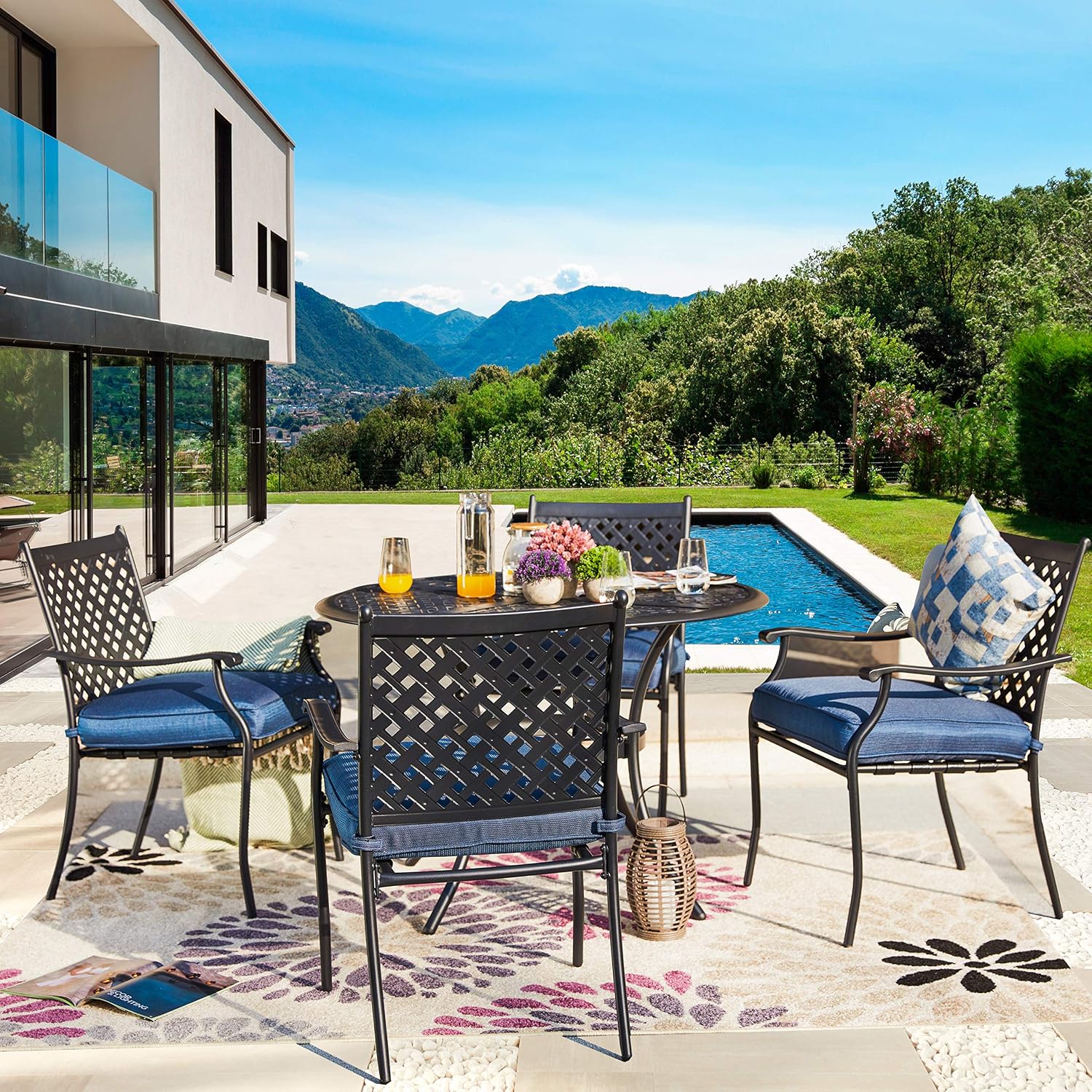 Top Space Outdoor Dining Set All Weather Resistant Patio Dining Set Lattice Weave Design Dining Set With 3 1 Cushion Umbrella Hole For Balcony Garden Kitchen Dining Cjp Org In