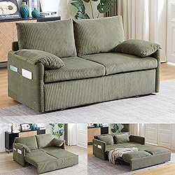 65-Inch Corduroy Loveseat Sofa with Pull Out