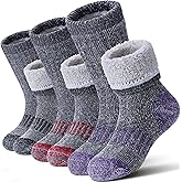 LANLEO Kids Merino Wool Hiking Socks Boys Girls Winter Thermal Warm Thick Cozy Cushion Boot Crew Socks