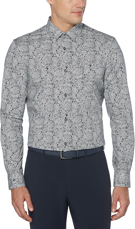Amazon Perry Ellis メンズ ビッグ トール ペイズリー柄 ストレッチ 長袖 ボタンダウンシャツ シャツ 通販