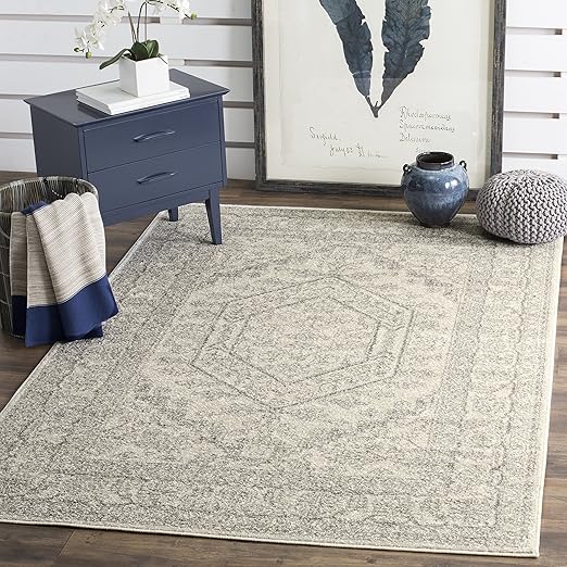 Amazon Com Safavieh Adirondack Collection Adr108b Ivory And Silver Oriental Vintage Medallion Area Rug 3 X 5 Furniture Decor