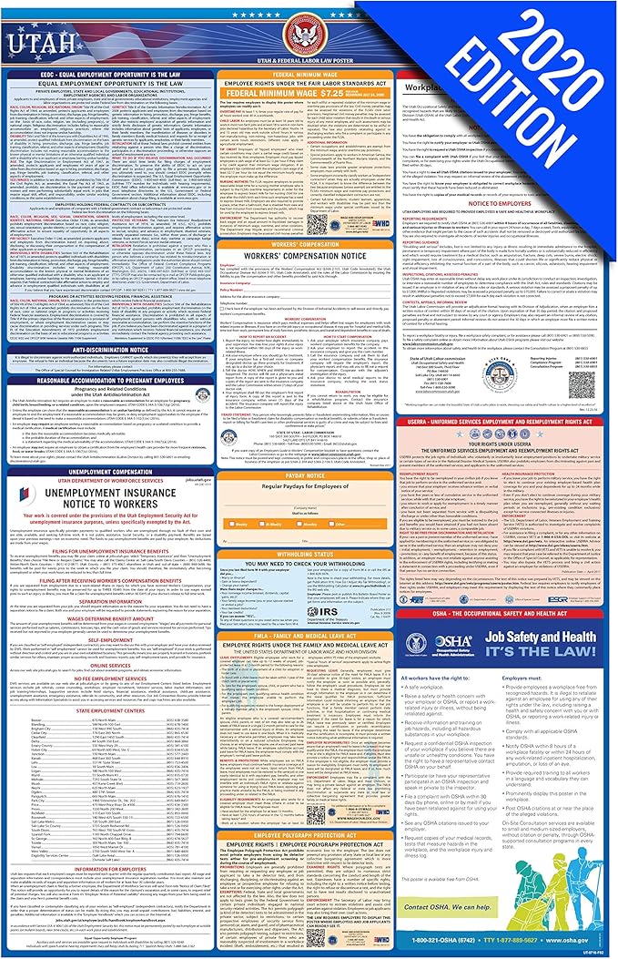Amazon.com : UT Labor Law Poster, 2020 Edition - State, Federal and ...