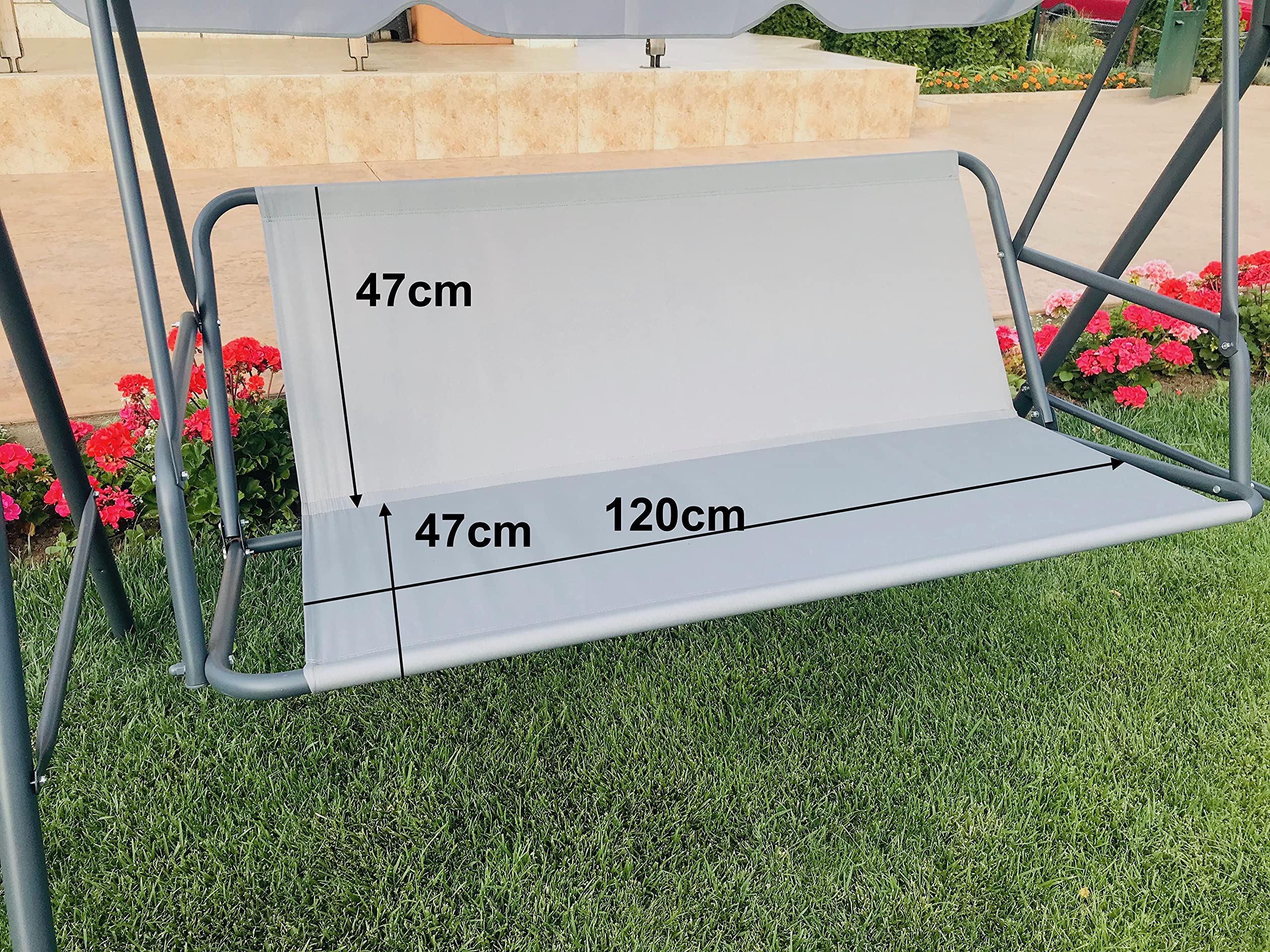 Replacement Swing Seat Cover Garden Swing Seat Cover Hammock Chair Garden Swing Chair Outdoor Garden Chair Covers Bench Cover (120cm x47cm x47cm, Grey)