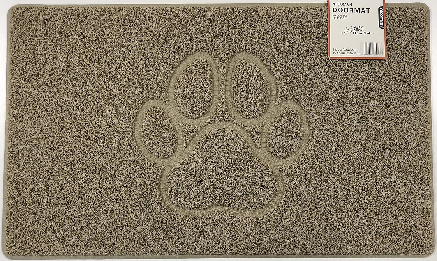 Nicoman Paw Embossed Shape Indoor Outdoor Dirt-Trapper Door Mat Washable Barrier Heavy Duty Doormat, (Watertight Rubber-Back