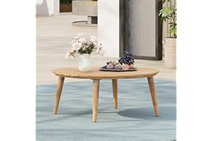 Christopher Knight Home Lalina Outdoor Coffee Table, Acacia Wood Accent Table with Slatted Panel Design, Round Patio Table for Garden Porch Balcony, Low Maintenance Outdoor Furniture, Natural