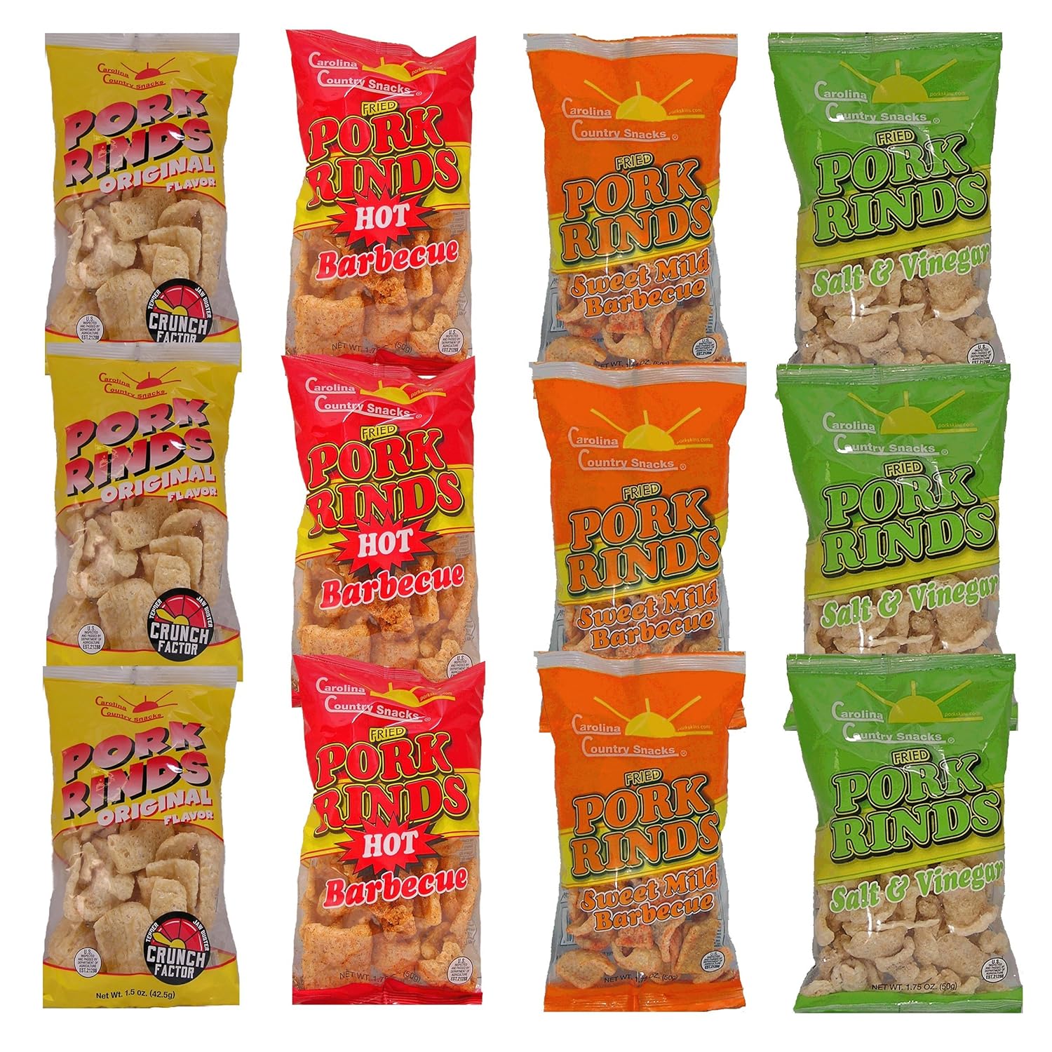 Fried Pork Rinds Variety Snack Pack 12 Bags