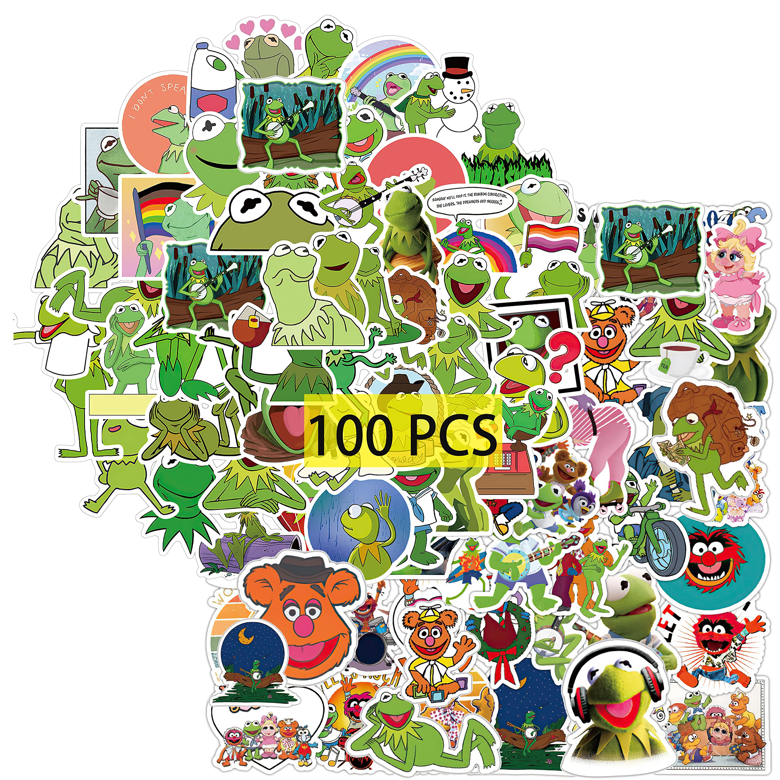 GTOTd Cartoon Funny Frog Stickers (100 Pcs) Meme Gag Show House Merch Vinyl Water Bottle Luggage Guitar Skateboard Cute Aesthetic Manga Gifts for Teens
