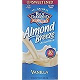 Blue Diamond Almond Breeze Milk, Vanilla, unsweetened,  32fl.oz- 6 Count
