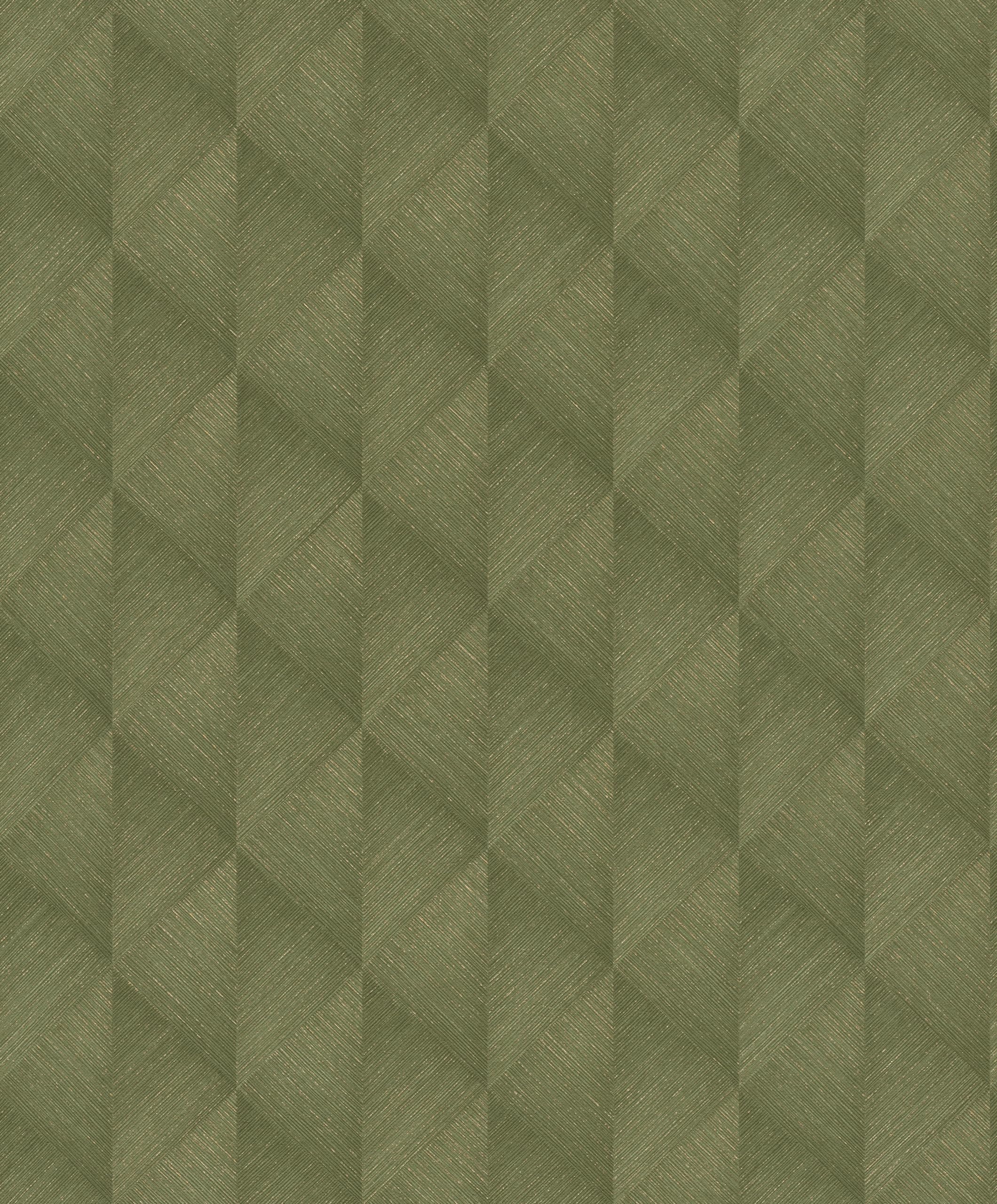 Rasch Tropical House Collection 687941 Non-Woven Wallpaper with Geometric Motif in 3D Look in Green Gold