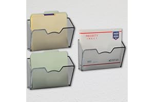 Simple Houseware Wall Mount Single Pocket File Organizer Holder, 3 Packs, Black