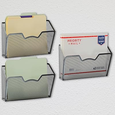 3 Pack - حامل منظم ملف الجيب البسيط SimpleHouseware ، أسود