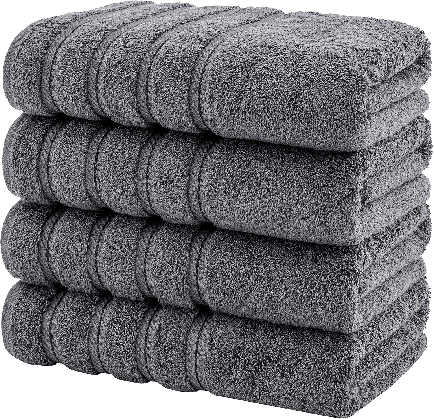 American Soft Linen Premium, 100% Turkish Genuine Cotton Towel Set Luxury Hotel & Spa Quality for Maximum Softness & Absorbency (4-Piece Bath Towel Set, Grey): Kitchen & Dining