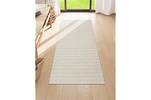 Collive Runners for Hallway, 2x5 Non Slip Kitchen Runner Rug Boho Laundry Room Rug Washable, Tan Farmhouse Entryway Rug Hand-Woven Cotton Carpet for Bedroom Bathroom