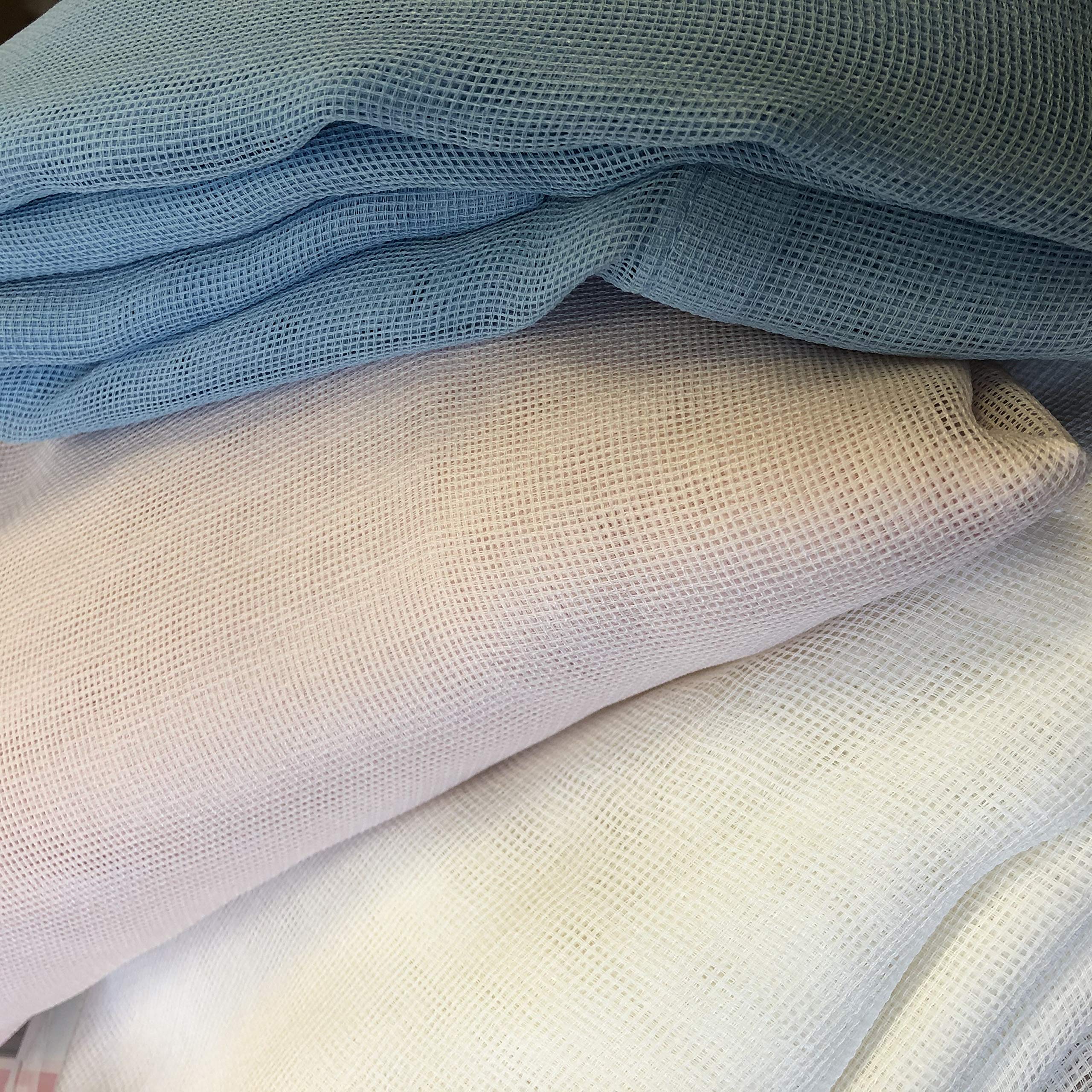 Megachest Woven Voile super wide metallic ring top Curtain 1 Panel (linen-net blue, 116" wide X 90" drop)