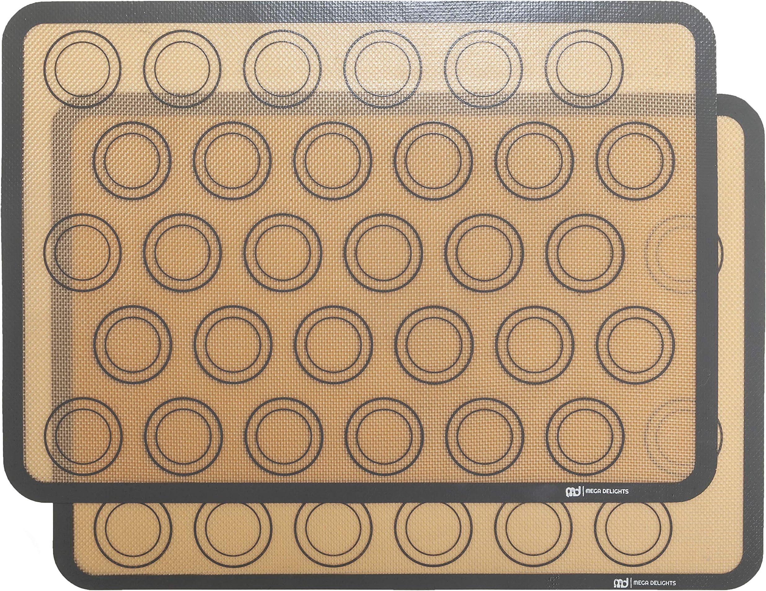2 x Silicone Macaron Baking Mats by Mega Delights | Macaron Mats | Reusable Non-Stick Oven Tray Liner | Professional Food Grade | 42x29.5cm | Designed in The UK …