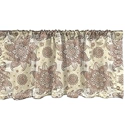 Ambesonne Brown Paisley Window Valance, Continuous